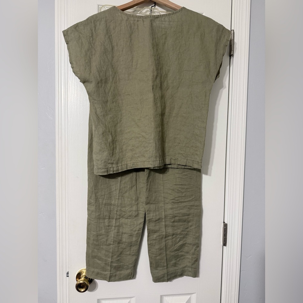 Quince 100% European Linen Pajama Set Women Size XS Olive Green - Picture 2 of 9